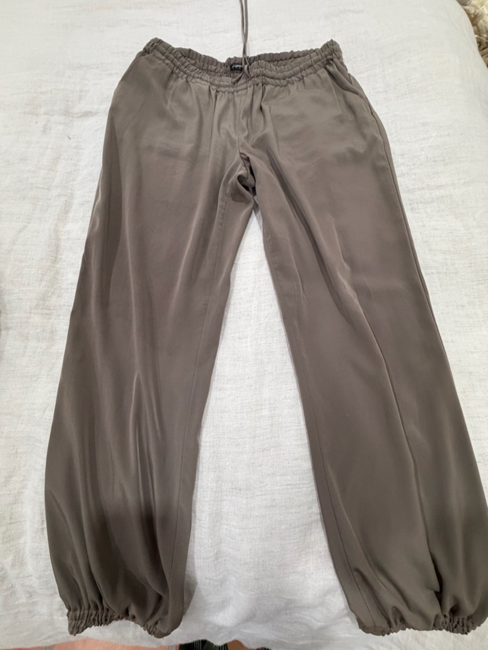 Express Elastic-Waist Drawstring Pants in brown